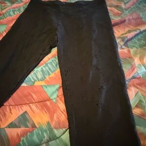 JOHNNY WAS Black Eyelet Yoga Pants